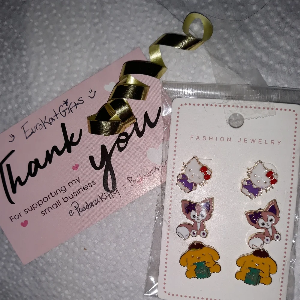 HELLO KITTY n Friends Earrings 3 Sets stud Sanrio Kawaii Cute Japanese Anime NEW